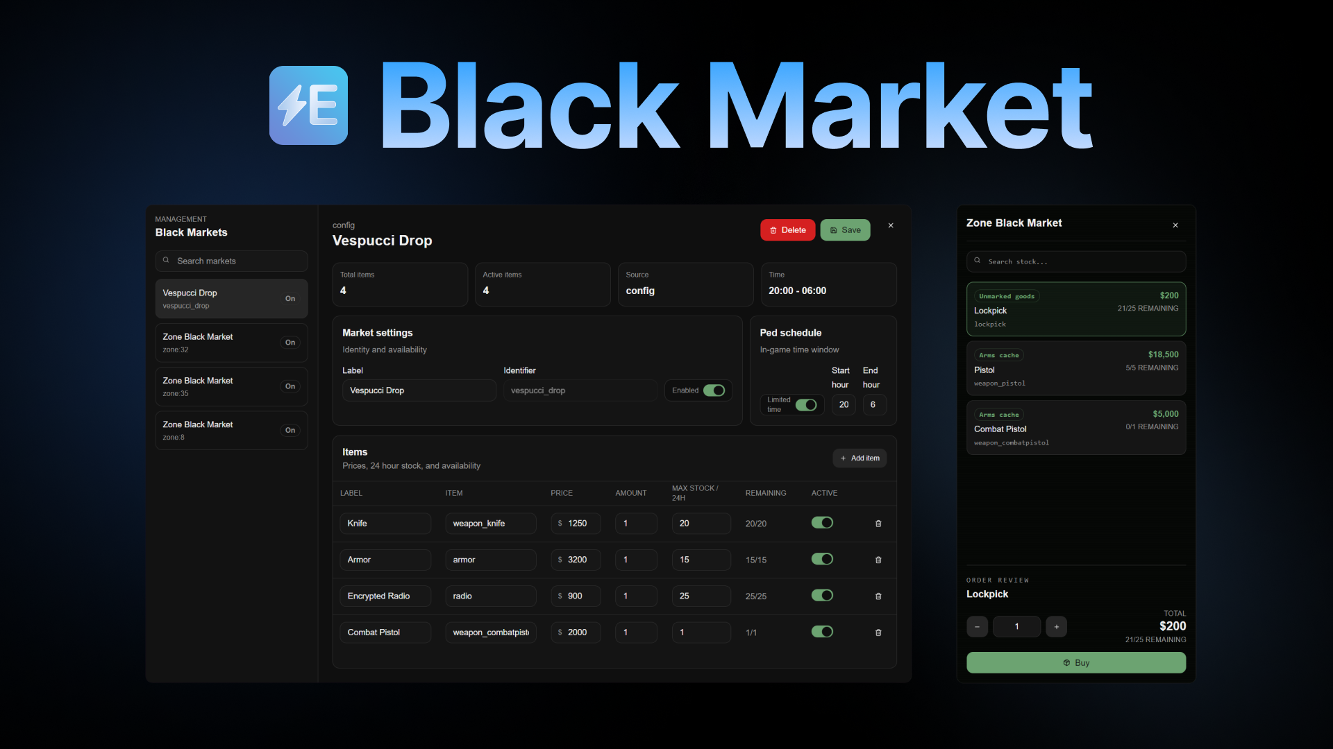 Electus Black Market FiveM script preview
